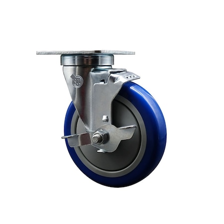 Service Caster Regency 600CASTERPC4 Replacement Caster with Brake REG-SCC-20S514-PPUB-BLUE-TLB-TPU1